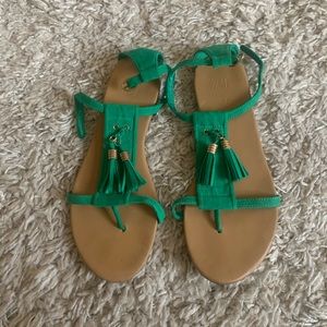 H&M green sandals w/ tassels 37
